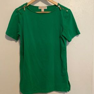MICHAEL Michael Kors Green Zipper T-Shirt